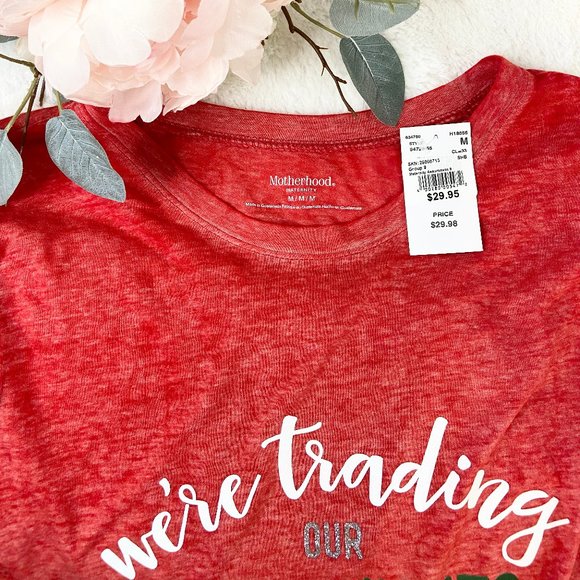 Motherhood Maternity Holiday Long Sleeve T-Shirt Red Medium - Picture 6 of 8